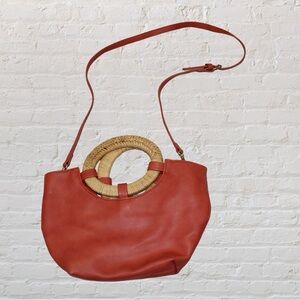 Anthropology Leather & Straw Purse